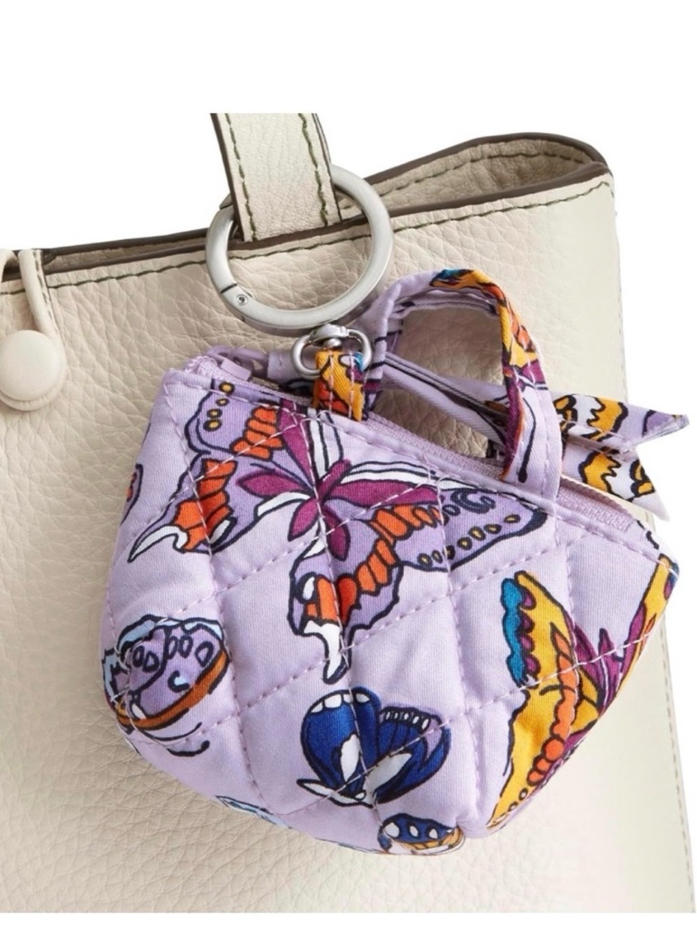 Vera Bradley Original Tote Bag Charm Key Chain for Women Lilac Wing in Flight - Picture 2 of 6